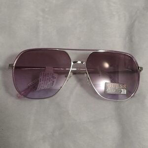 Guess Purple Gradient Aviator Sunglasses with Silver Frame